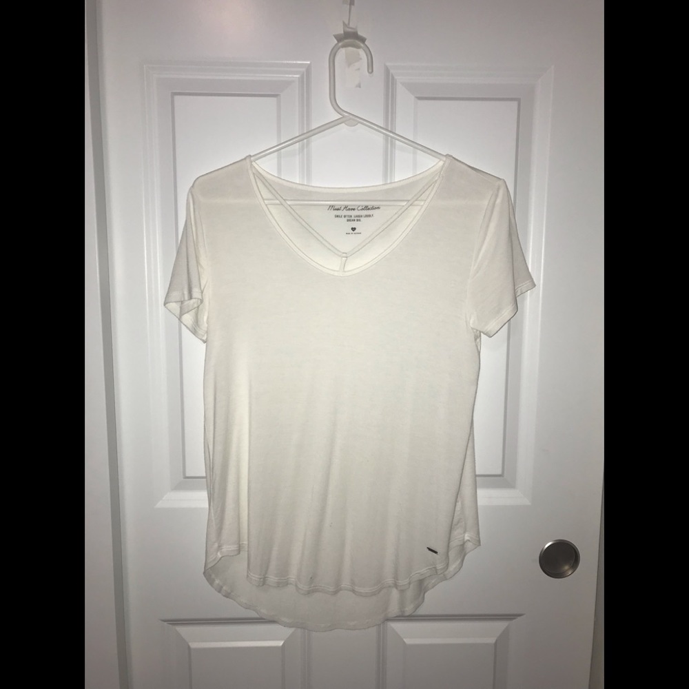 White Hollister V-Neck T-Shirt